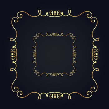 Vintage floral frame gold with black background vector