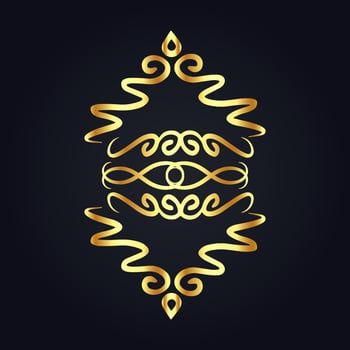 Vintage floral frame gold with black background vector