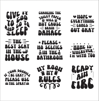 Bathroom t-shirt design set vector