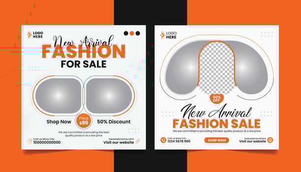 Fashion sale social media post design color trends collection promotion square web banner template. vector