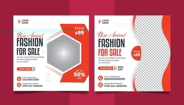 Fashion sale social media post design color trends collection promotion square web banner template. vector