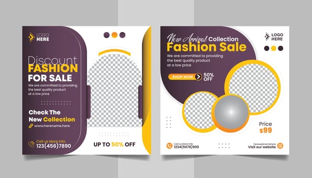 New Collection Fashion Sale Promotion Social Media Post Design Square Web Banner Template. vector