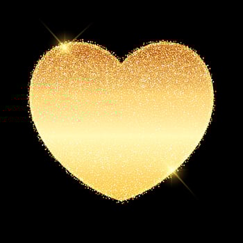 glittery gold Valentines Day heart background vector