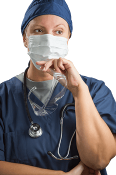 Transparent PNG Female Doctor or Nurse In Medical Face Mask and Protective Gear.