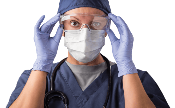 Transparent PNG Female Doctor or Nurse In Medical Face Mask and Protective Gear.