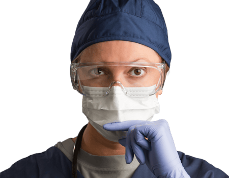 Transparent PNG Female Doctor or Nurse In Medical Face Mask and Protective Gear.