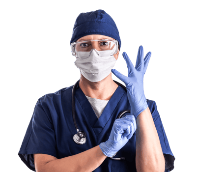 Transparent PNG Female Doctor or Nurse In Medical Face Mask and Protective Gear.