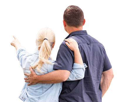 Transparent PNG Young Adult Couple Facing Away Pointing.