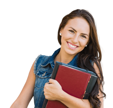Transparent PNG Mixed Race Young Girl Student with School Books.