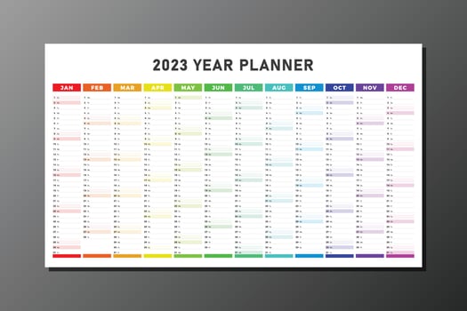 colorful 2023 year planner vector template