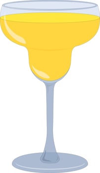 Yellow color drink in cocktail glass vector illustration