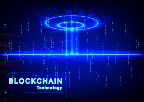 Abstract Background Hitech Technology BlockChain information data storage vector illustration
