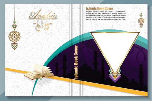 Islamic book cover, arabic background vector