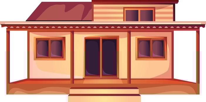 Home facade with doors and windows , Cartoon vector illustration.