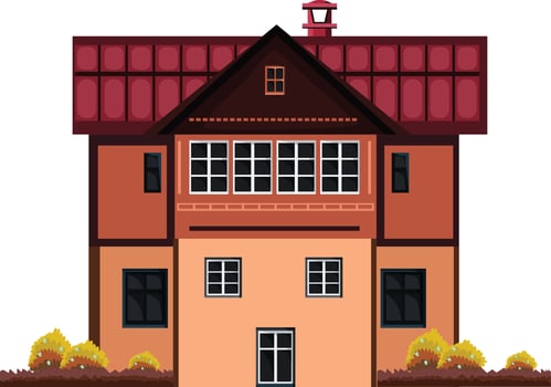 Home facade with doors and windows , Cartoon vector illustration.