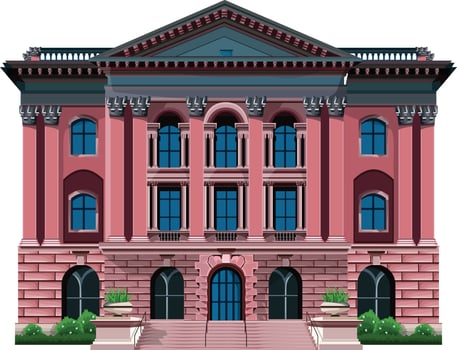 Home facade with doors and windows , Cartoon vector illustration.