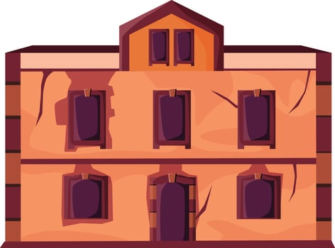 Home facade with doors and windows , Cartoon vector illustration.