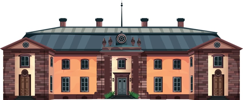 Home facade with doors and windows , Cartoon vector illustration.
