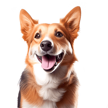 The dog smiles because he is happy. png