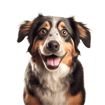 The dog smiles because he is happy. png