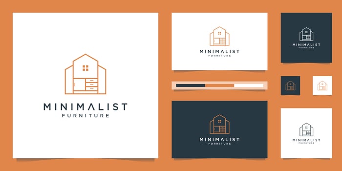 Premium furniture logo design. Luxurious interior design line cupboard and home. vector