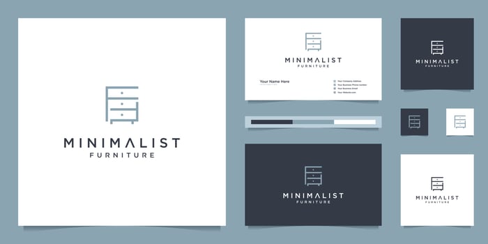 Premium furniture logo design. Luxurious interior design line cupboard. vector