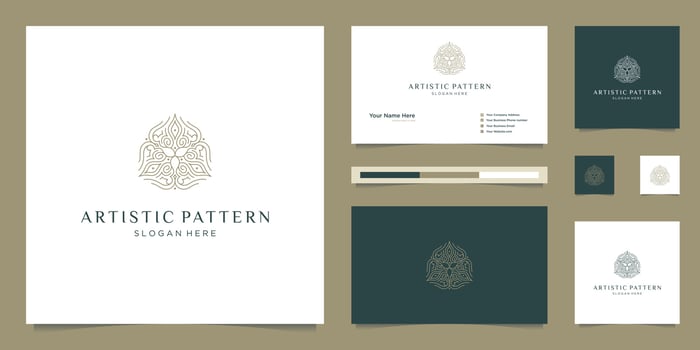 geometric lines artistic patterns logo design vector and business cards.