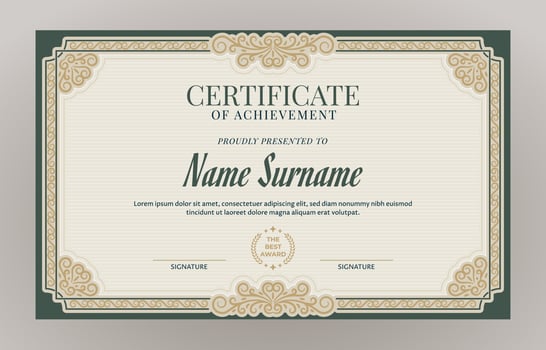 Classic Victorian Certificate Template vector