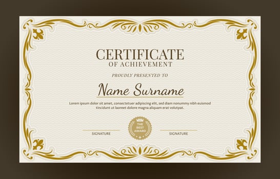 Classic Victorian Certificate Template vector
