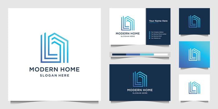 Logo modern home for construction, home, real estate, building, property. minimal awesome trendy professional logo design template and business card design Premium Vector