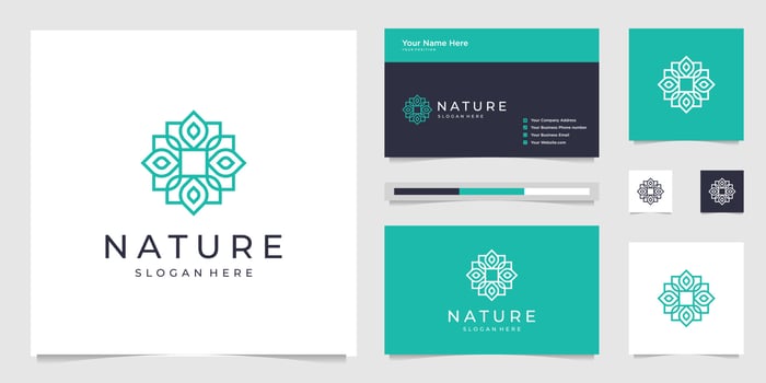 Elegant flower logo design line art. Can be used for beauty salons, decorations, boutiques, spas, yoga, cosmetic and skin care products. premium business card vector