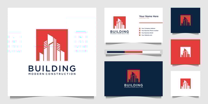Building logo design with modern concept. city building construction abstract for logo design inspiration. logo design and business card Premium Vector