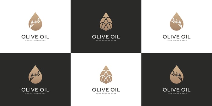 Set collection olive oil, symbols for beauty salon, skincare, cosmetic, yoga and spa products. vector