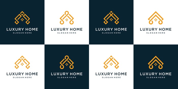 set of collection home icon construction, home, real estate, building, property. minimal logo design template. vector