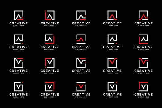 monogram logo set initial letter A, V. collection icon for business, company and personal branding. vector