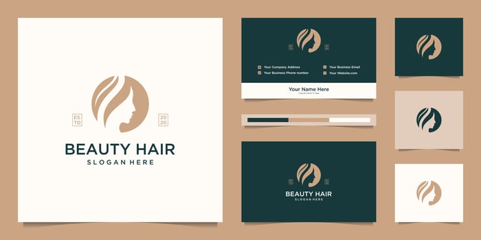 Beauty women face feminine symbol for salon, cosmetic, skin care and spa. logo design and business card vector