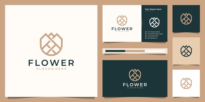 Beauty flower minimalist line art style. Elegant logo can be used beauty spa, salon, cosmetic, skin care. Logo design and business card. vector