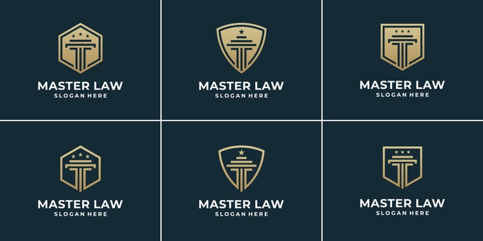 Set collection Law Office combine Pillar and shield. idea logo for justice, law, attorney, firm. vector
