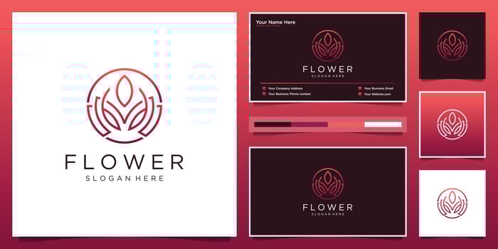Abstract flower luxury beauty salon, fashion, skincare, cosmetic, yoga and spa products. logo design and business card vector