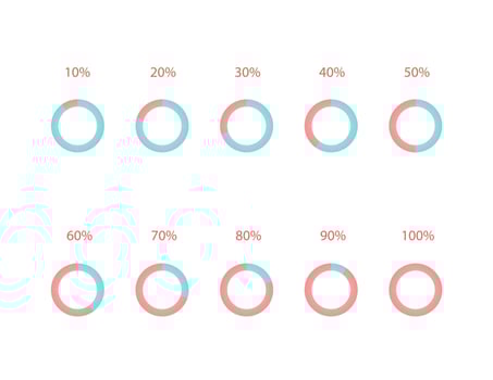 Pie Chart Flat Percentage Infographic Vector Set