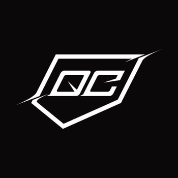 QC Logo monogram letter with shield and slice style design vector