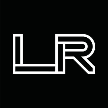 LR Logo monogram with line style negative space vector