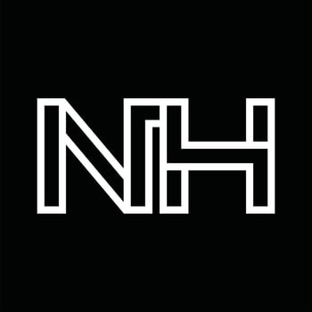 NH Logo monogram with line style negative space vector