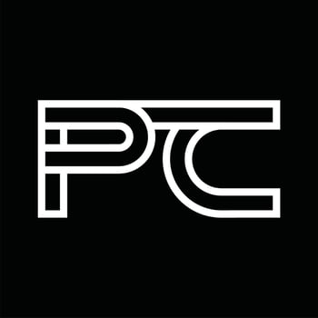 PC Logo monogram with line style negative space vector