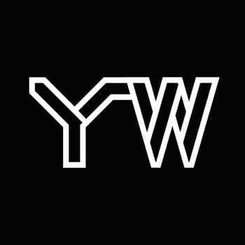 YW Logo monogram with line style negative space vector