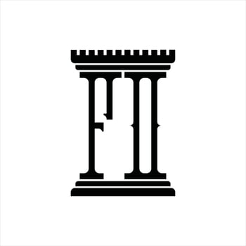 FO Logo monogram with pillar shape design template vector