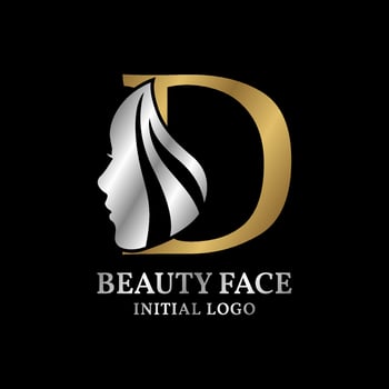letter D beauty face initial vector logo design element