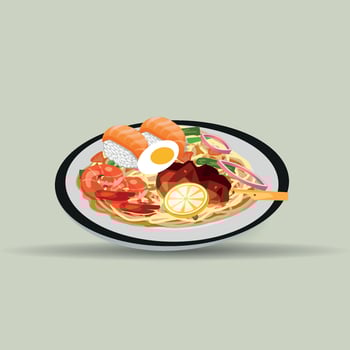 Healthy food and traditional restaurants, cooking, menu, vector illustration