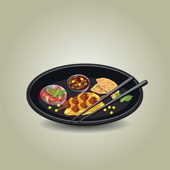 Healthy food and traditional restaurants, cooking, menu, vector illustration