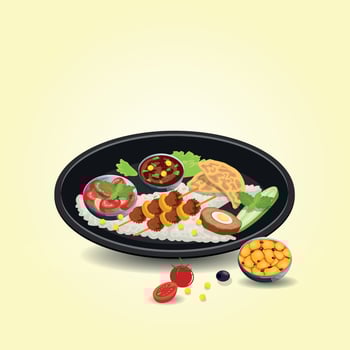 Healthy food and traditional restaurants, cooking, menu, vector illustration